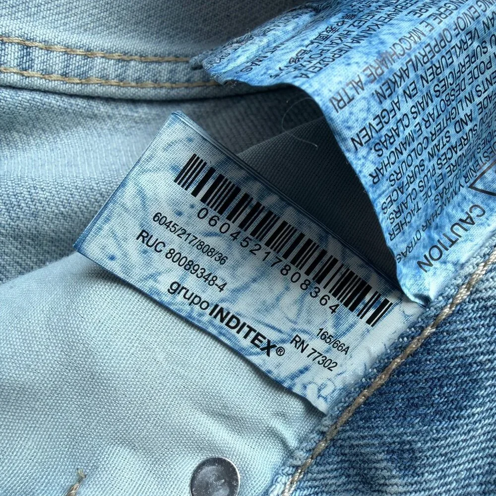 ZARA Gold Metallic Foil High Rise Straight Leg Jeans US 4 EU 36 Ref 6045/217 - Picture 8 of 11